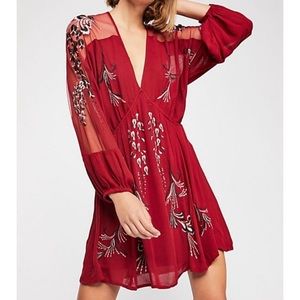 🚨 NEW!! { FREE PEOPLE } BONJOUR EMBROIDERED DRESS